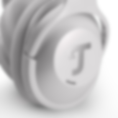 Galerie Bild 6 von 20 REAL BLUE NC 3 Over-Ear-Kopfhörer in Pearl White Seitenansicht mit T Logo auf der Ohrmuschel