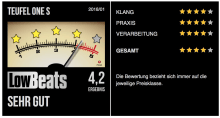 Testbericht - lowbeats.de - Teufel One S - 4,2 Sehr Gut 01/2018