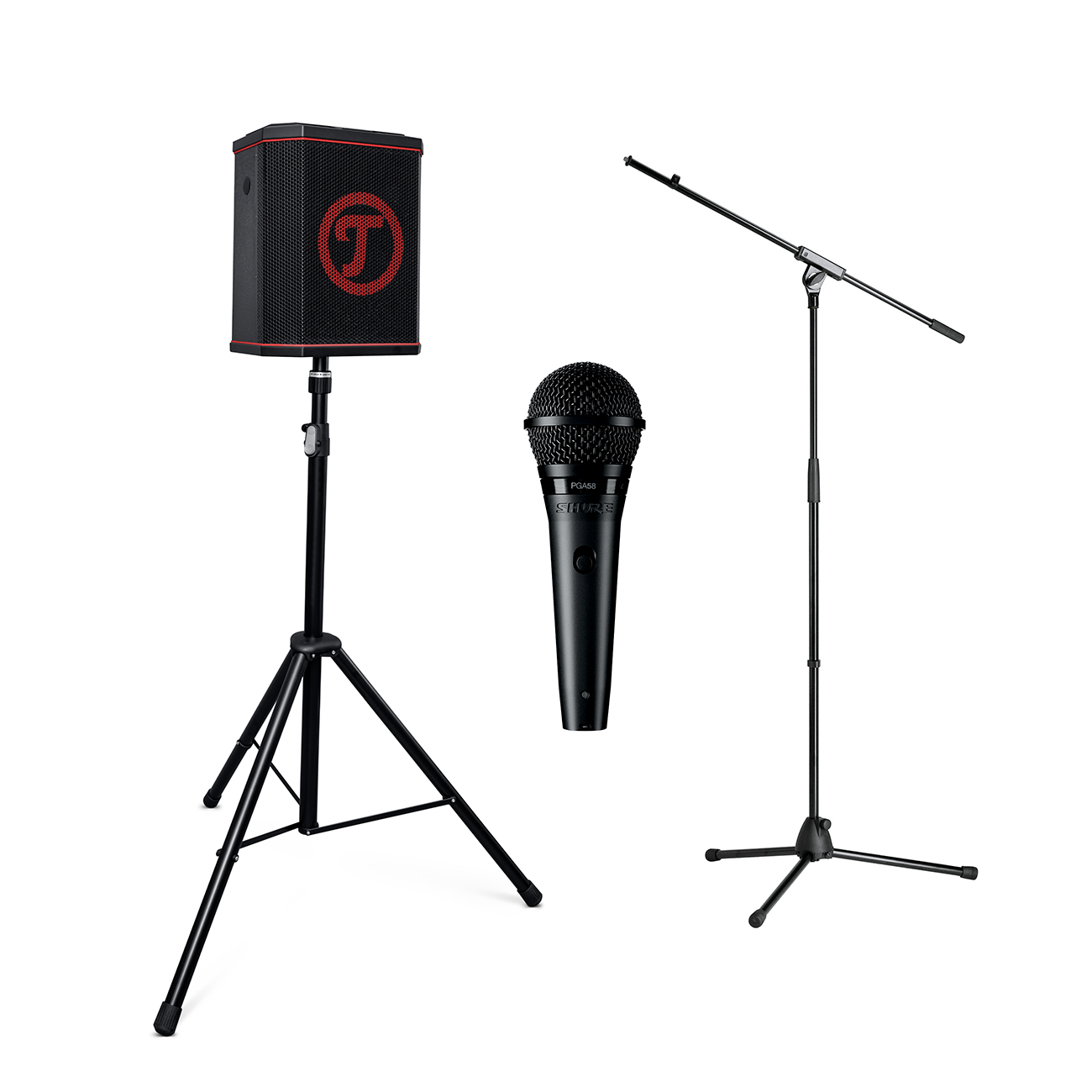 ROCKSTER AIR + Shure PGA58 + Stative