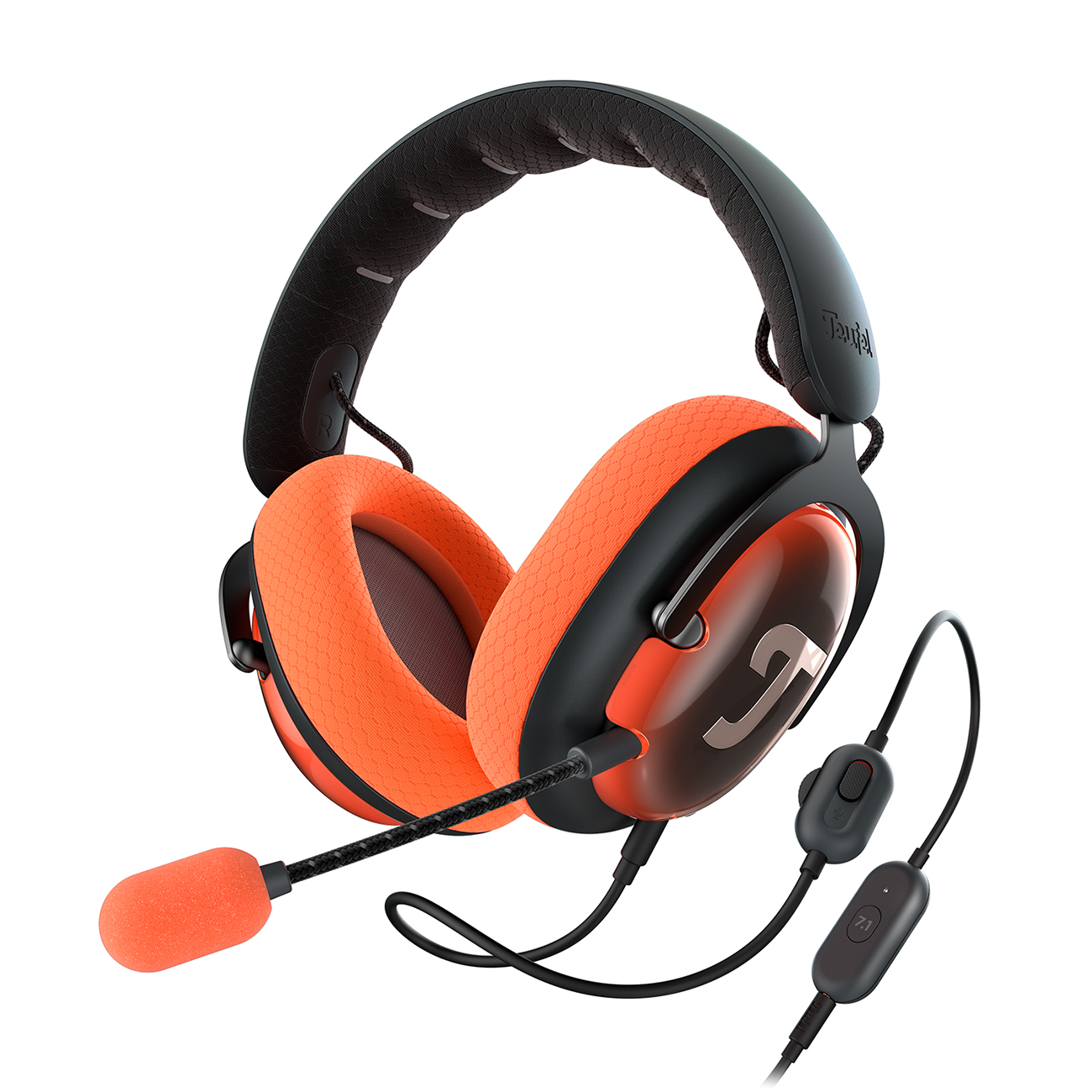 Teufel ZOLA | Bekabelde over-ear headset met microfoon voor games, muziek en home-office, 7.1 binaurale surround sound - zwart/oranje
