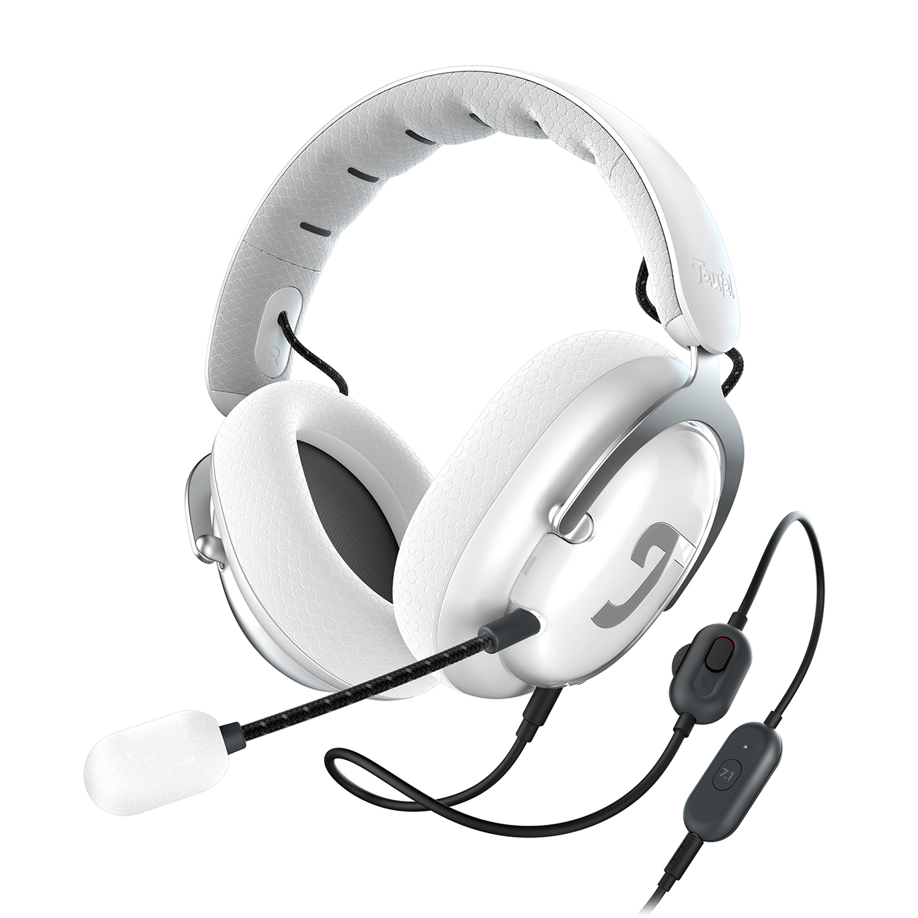 Teufel ZOLA | Bekabelde over-ear headset met microfoon voor games, muziek en home-office, 7.1 binaurale surround sound - lichtgrijs lichtgrijs