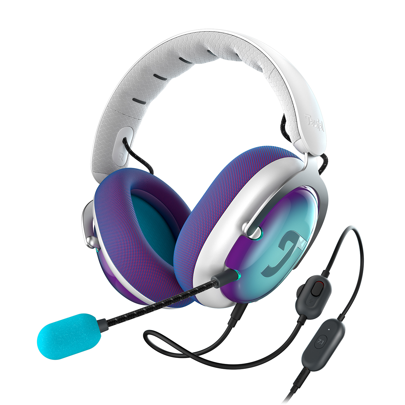 Teufel ZOLA | Bekabelde over-ear headset met microfoon voor games, muziek en home-office, 7.1 binaurale surround sound - lichtgrijs/violet