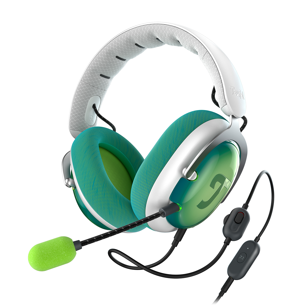 Teufel ZOLA Gaming-HD-Headset 7.1-Binaural-Surround-Sound Kraftvolller Bass Light Gray/Teal & Lime